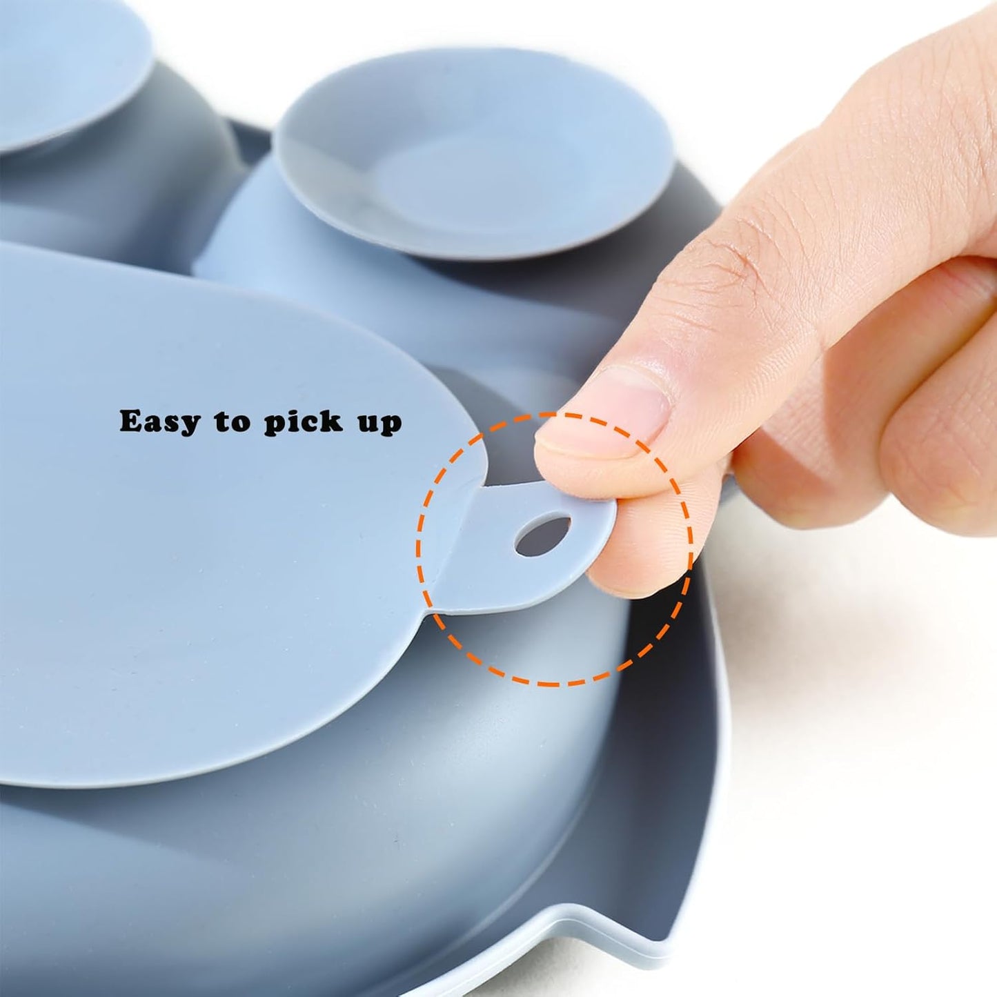 PandaEar Prato de silicone com ventosa, prato dividido para introdução alimentar, prato com ventosa inquebrável para bebês e crianças pequenas, antiderrapante, atóxico, livre de BPA, coruja