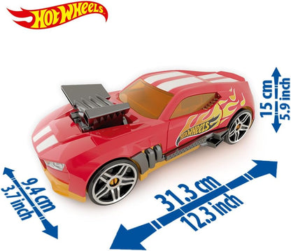 Hot Wheels Estojo para guardar carrinhos 2 em 1, modelo Race N' Haul, com rodas livres e alça retrátil - Capacidade para até 15 carrinhos (carrinhos não inclusos).