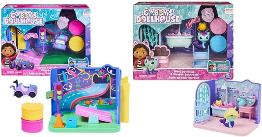 Gabby’s Dollhouse, Casa de bonecas da Gabby, Sala de jogos Carlita Purr-ific e Casa de bonecas da Gabby, Banheiro de cuidados e mimos