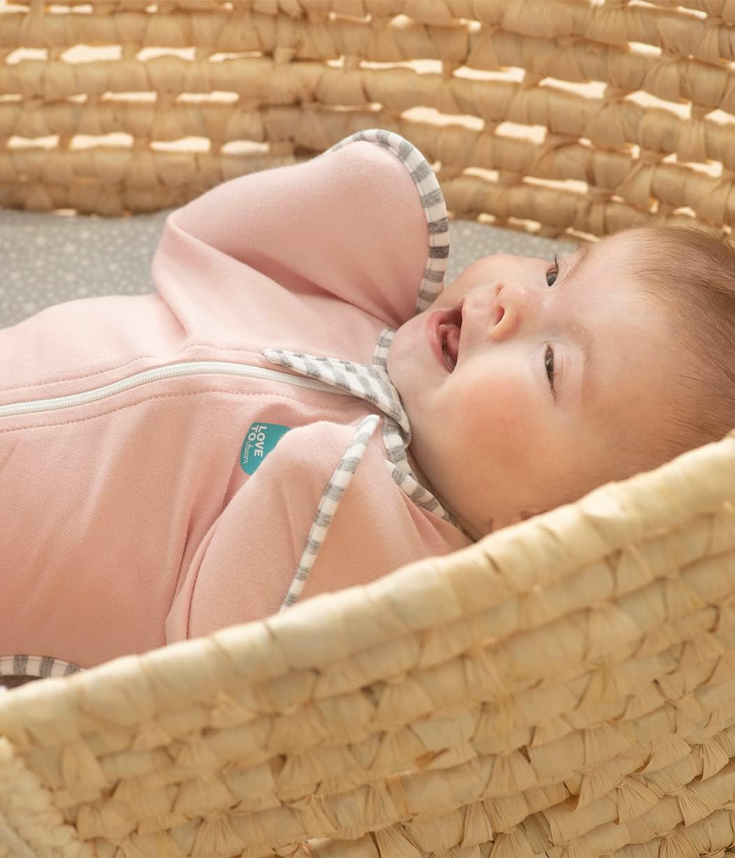 Love To Dream™ Swaddle UP™, Médio 6–8,5 kg – Rosa | Ajuste perfeito, promove uma rotina de sono saudável | 1.0 Tog Ideal para primavera e verão (20–24°C) | Algodão lavável à máquina com zíper duplo