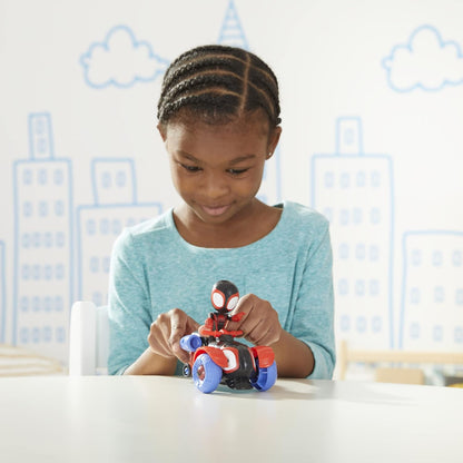 Homem-Aranha e seus amigos incríveis Hasbro Marvel Miles Morales: Figura de ação do Homem-Aranha e veículo Techno-Racer, para crianças a partir de 3 anos, multicolorido, (F1941)