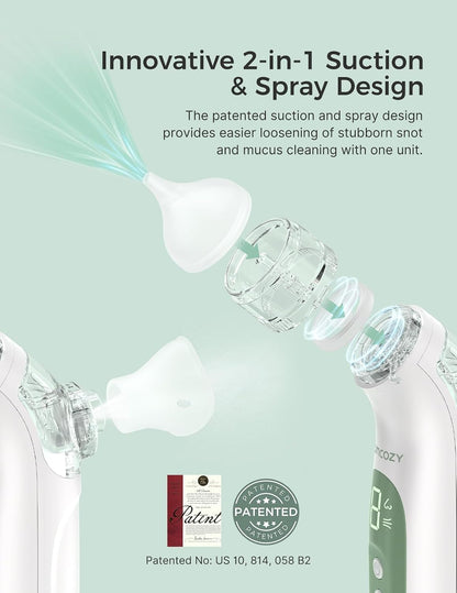 Momcozy Aspirador Nasal Elétrico para Bebês 2 em 1 BreezyClear™ com Spray