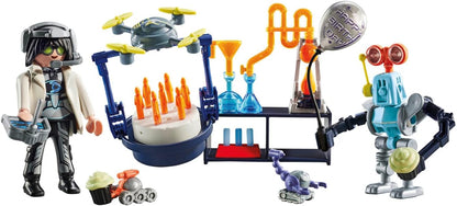 Playmobil 71450 Minha Vida: Pesquisadores com Robôs, festa com temática científica no laboratório, incluindo um drone de transporte e robôs, encenação divertida e imaginativa, conjuntos de jogos artísticos adequados para crianças a partir de 4 anos