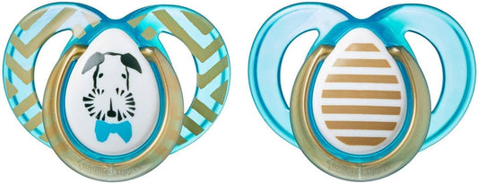 Tommee Tippee 2 chupetas fashion 6 a 18 meses menino - 2 unidades