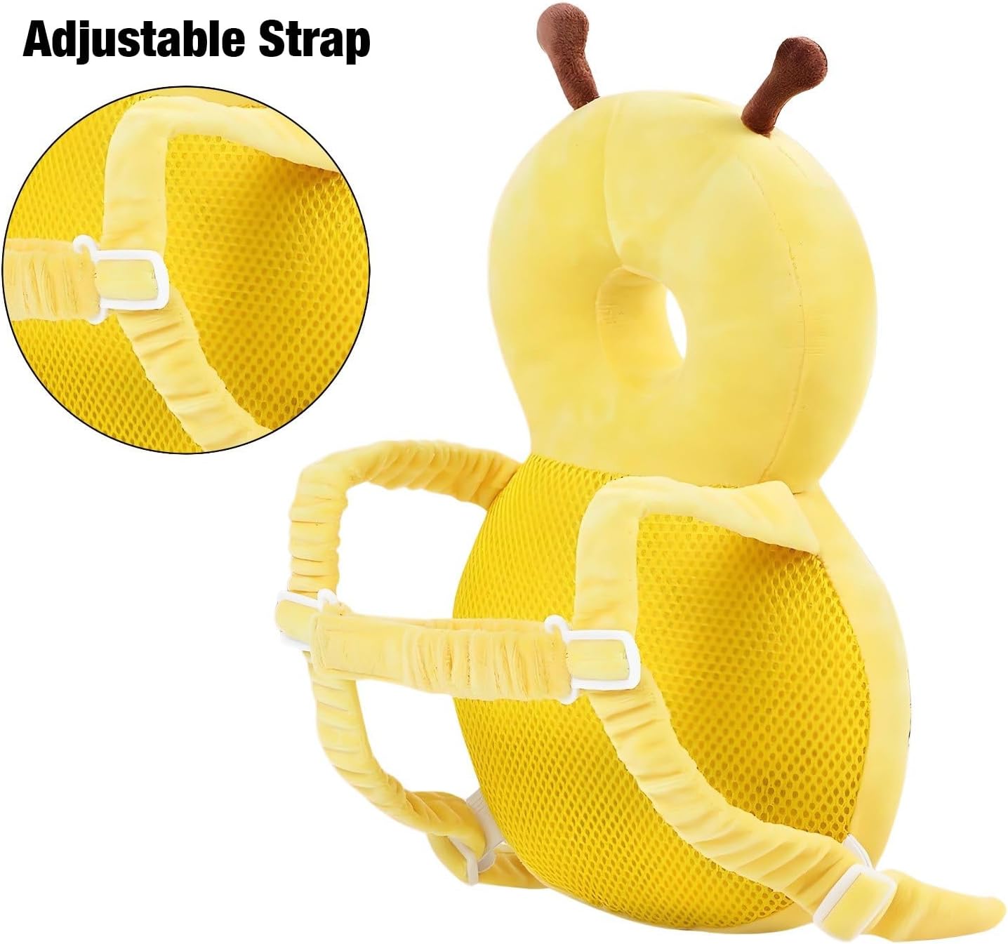 PandaEar Mochila de proteção para cabeça para bebês, protetor de cabeça para crianças pequenas que estão aprendendo a andar, almofada de proteção de cabeça ajustável e segura (amarela)