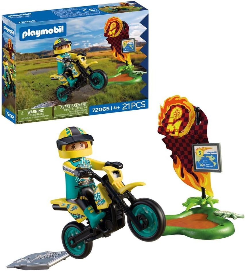 Playmobil | Veículos | Moto Off-road | Moto de motocross com rampa de salto | brinquedo de moto para crianças a partir de 4 anos | 72065