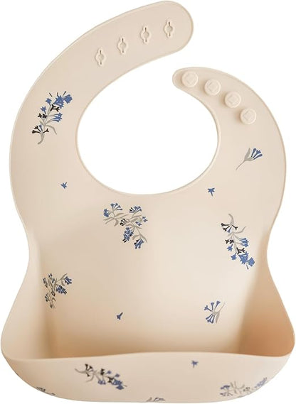 Mushie Babador de Silicone Baby | Babadores Impermeáveis com Ajuste Perfeito | Babadores Fáceis de Limpar para Alimentação do Bebê | 4 Tamanhos Ajustáveis com Bolsos Frontais Fundos | 100% Livre de BPA e Ftalatos