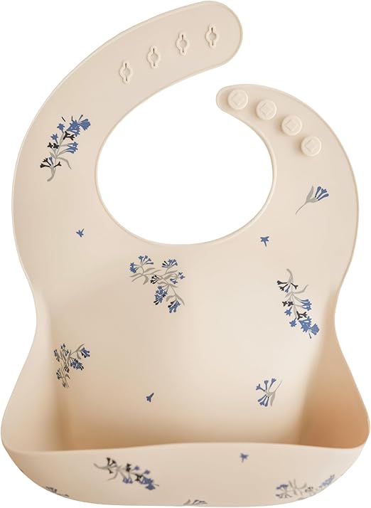 Mushie Babador de Silicone Baby | Babadores Impermeáveis com Ajuste Perfeito | Babadores Fáceis de Limpar para Alimentação do Bebê | 4 Tamanhos Ajustáveis com Bolsos Frontais Fundos | 100% Livre de BPA e Ftalatos