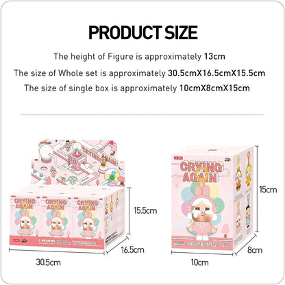 POP MART CRYBABY Crying Again Series - Conjunto completo de bonecos de pelúcia com emblema, design premium, presentes para mulheres, boneco de ação colecionável chique e favorito dos fãs