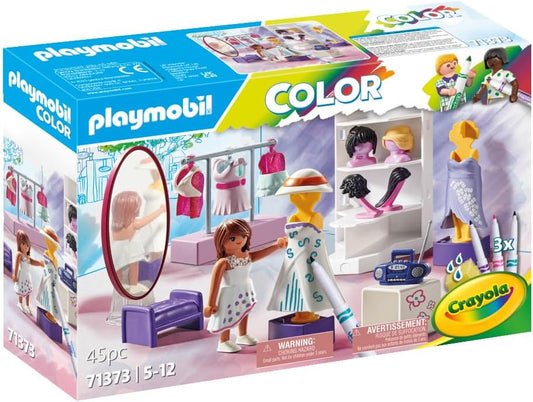 Playmobil 71373 Camarim Colorido, crie designs exclusivos para estilos de roupas, com marcadores e acessórios solúveis em água, dramatizações imaginativas, conjuntos de jogos artísticos adequados para crianças de 5 anos ou mais