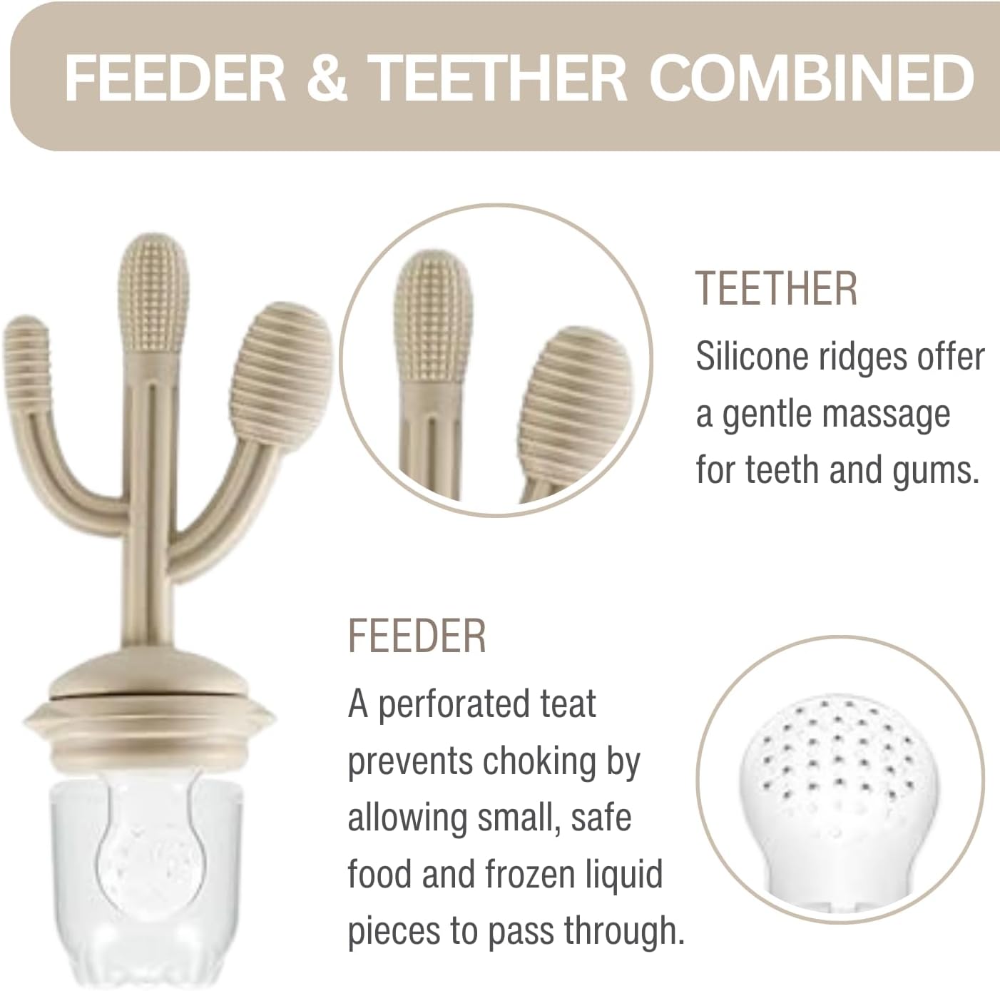 PandaEar Conjunto com 2 Bandejas Congeladoras para Comida de Bebê e 3 Alimentadores de Frutas com Chupeta, Alimentador de Frutas com Chupeta, Forma de Gelo para Mordedor, Brinquedo de Silicone para Dentição em Formato de Cacto,