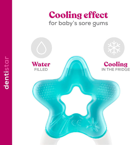 Dentista legal dentição estrela pacote de 2, brinquedo de dentição para bebês com mais de 3 meses, anel de dentição de bebê de silicone macio para dente