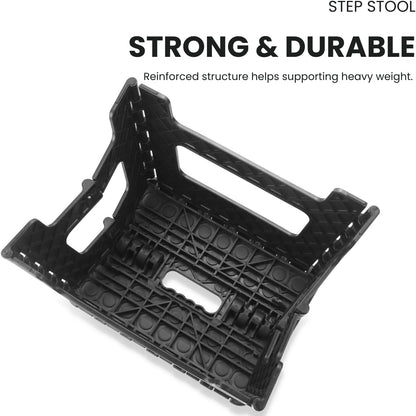 PandaEar Conjunto de 2 Banquinhos Dobráveis de 23 cm, Leves e Dobráveis, Banquinho Infantil para Cozinha, Banheiro, Casa e Quarto, Banquinho Resistente para Crianças, Preto