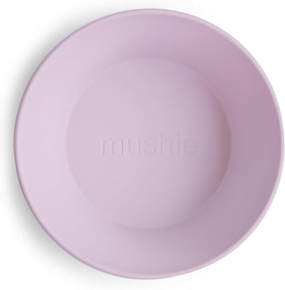 Mushie Tigelas para Jantar Infantil | Conjunto de 2 Tigelas Reutilizáveis Livres de BPA | Podem ser Lavadas na Lava-louças e Usadas no Micro-ondas | Fabricadas na Dinamarca | Redondas (Lilás Suave)