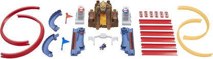 Hot Wheels Mario Kart Bowser’s Castle Chaos Pista Modular com Bandeiras de Volta para Corrida Lado a Lado e Figura do Bowser. Conecta-se a outros conjuntos. Ótima ideia de presente para crianças a partir de 3 anos.