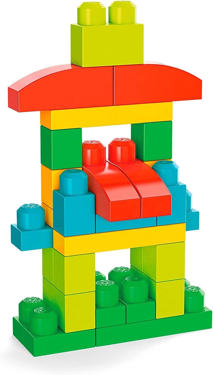 MEGA Conjunto de construção de brinquedo BLOKS Skyhigh Building com 100 blocos de construção grandes e coloridos, conjunto de presente para meninos e meninas, de 1 ano ou mais