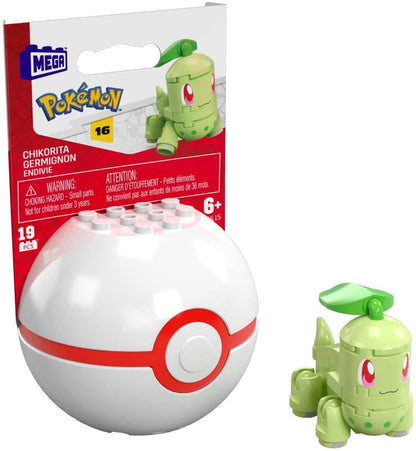 MEGA Conjunto de Montar Pokémon Chikorita com 19 peças compatíveis e uma Poké Bola – Kit de brinquedo para crianças a partir de 6 anos