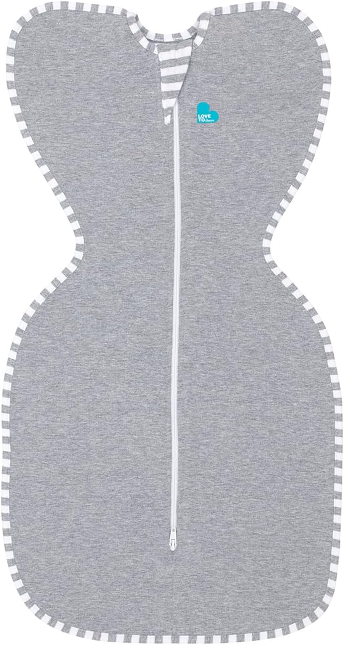 Love To Dream™ Swaddle UP™, Tamanho Pequeno (3,5-6 kg) - Cinza, Ajuste Perfeito, Favorece uma Rotina de Sono Saudável, 1.0 Tog - Ideal para Temperaturas de 20-24°C, Algodão Lavável à Máquina e Zíper Duplo para Facilitar a Troca de Fraldas