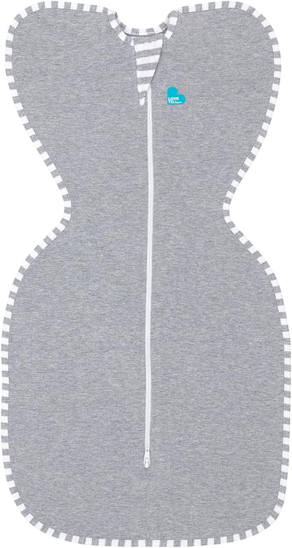 Love To Dream™ Swaddle UP™, Tamanho Pequeno (3,5-6 kg) - Cinza, Ajuste Perfeito, Favorece uma Rotina de Sono Saudável, 1.0 Tog - Ideal para Temperaturas de 20-24°C, Algodão Lavável à Máquina e Zíper Duplo para Facilitar a Troca de Fraldas