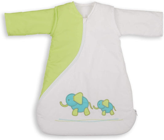 PurFlo Saco de dormir para bebê bordado SleepS All Seasons (elefante Kiwi, 0-3 meses) Nome do item (também conhecido como título)