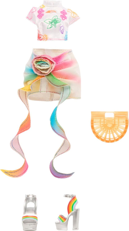 Rainbow High Style Icons Amaya - Boneca Fashion de 28cm com Cabelo Longo e Penteável, Acompanha um Segundo Conjunto Combinando e um Segundo Par de Sapatos, Flexível com 13 Pontos de Articulação.