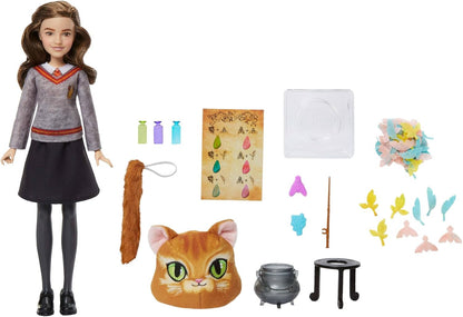 Harry Potter Boneca e conjunto de poções polissuco de Hermione, com boneca Hermione Granger em uniforme e acessórios de Hogwarts, brinquedo para crianças de 6 anos ou mais