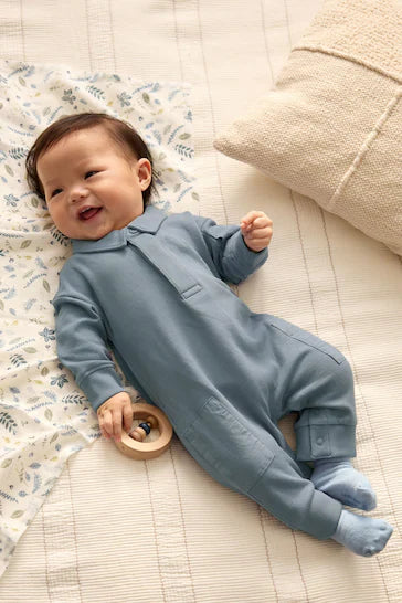 |BabyBoy| Macacão Com Gola De Suor Para Bebê Azul Marinho