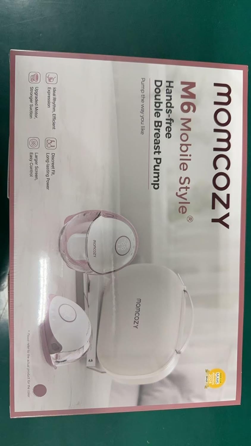 Bomba tira-leite Momcozy M6, estilo móvel, com viva-voz, bomba de amamentação vestível, ritmo ideal para mais leite, flange DoubleFit, mais adequada e discreta com 3 modos e 9 níveis, 24 mm (2 unidades, vermelho aconchegante)