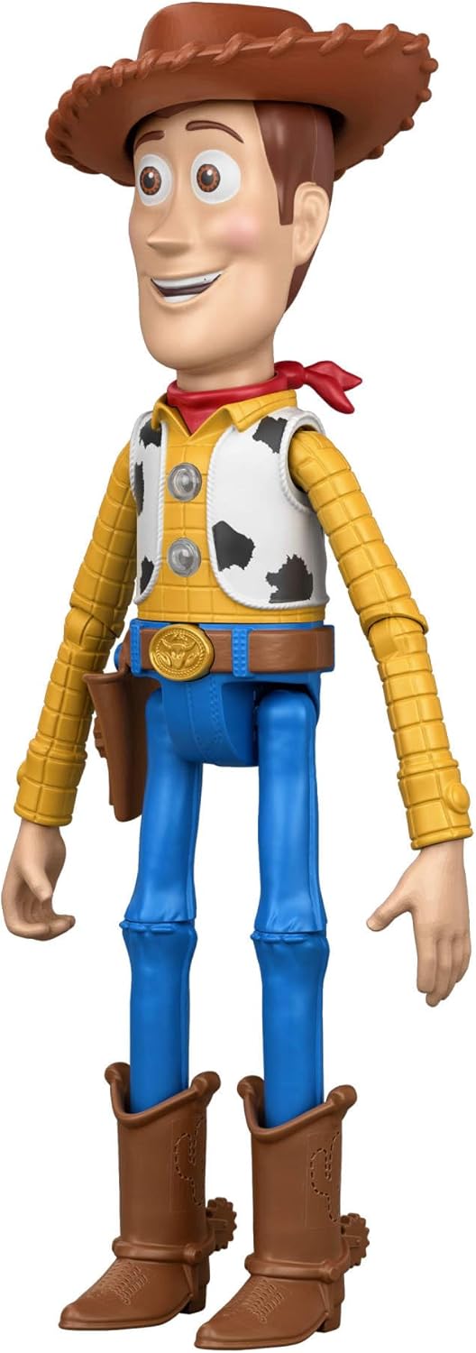 Mattel Figura interativa do Woody de Toy Story 5 da Disney e Pixar, com 23 cm de altura, fala frases do filme e conversa com outros personagens da linha, JKV25