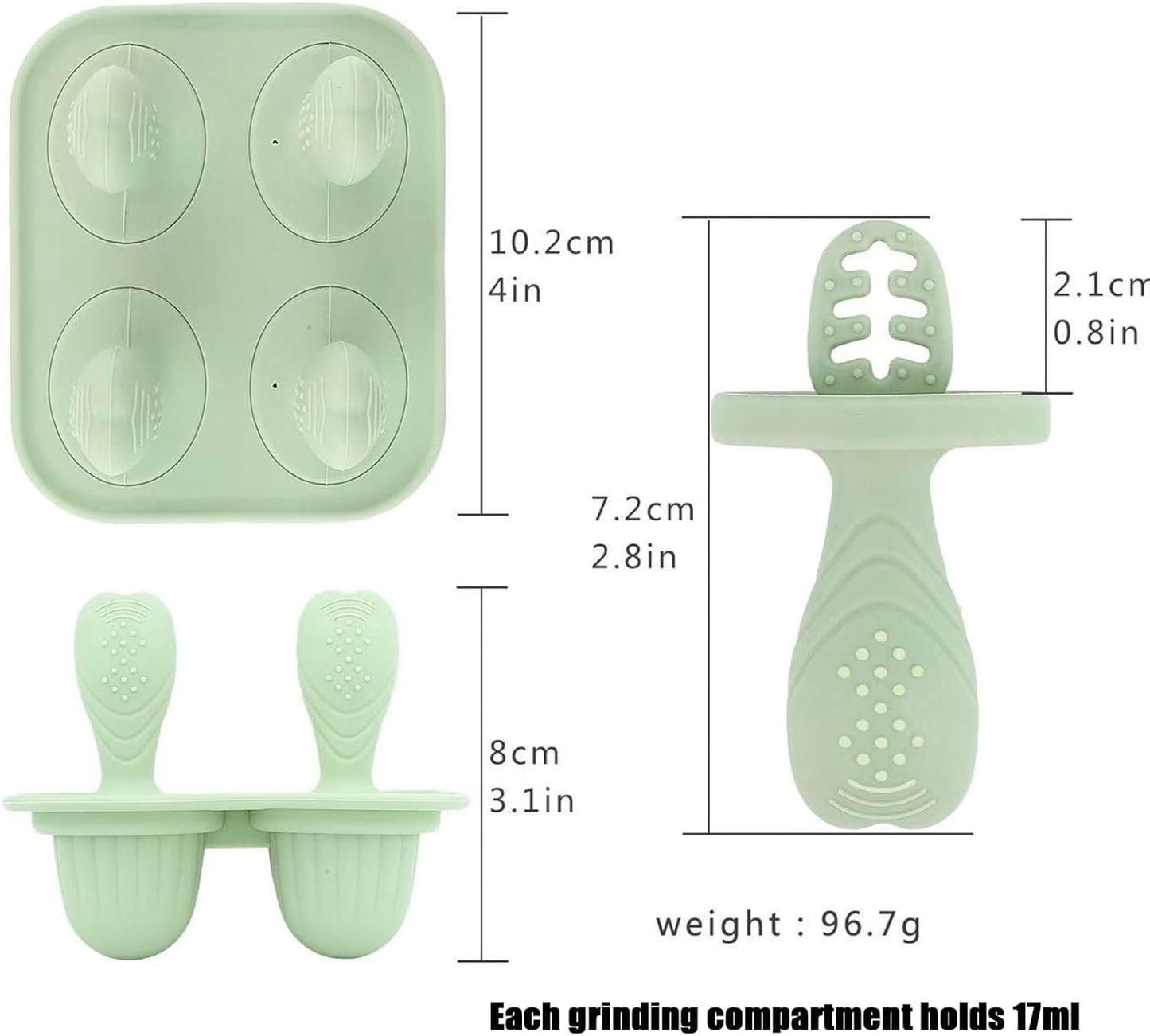 PandaEar Conjunto de 2 Formas de Silicone para Picolé para Crianças, Formas Mini para Picolé de Leite Materno, Forma para Picolé com Palitos e 8 Cavidades, Livre de BPA