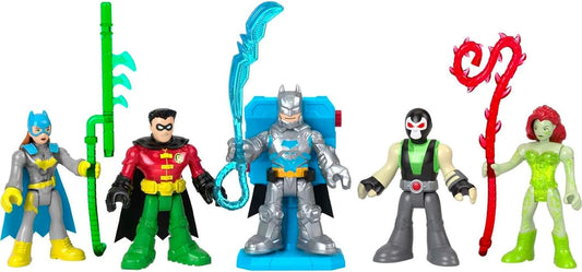 Fisher-Price Conjunto de figuras Imaginext DC Super Friends Batman Battle com 5 personagens, luzes e acessórios para crianças a partir de 3 anos, HGX97