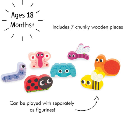 Janod - Quebra-cabeça robusto “The Garden” - Madeira FSC - 7 peças - Desenvolve habilidades motoras finas, concentração e imaginação - 18 meses +,