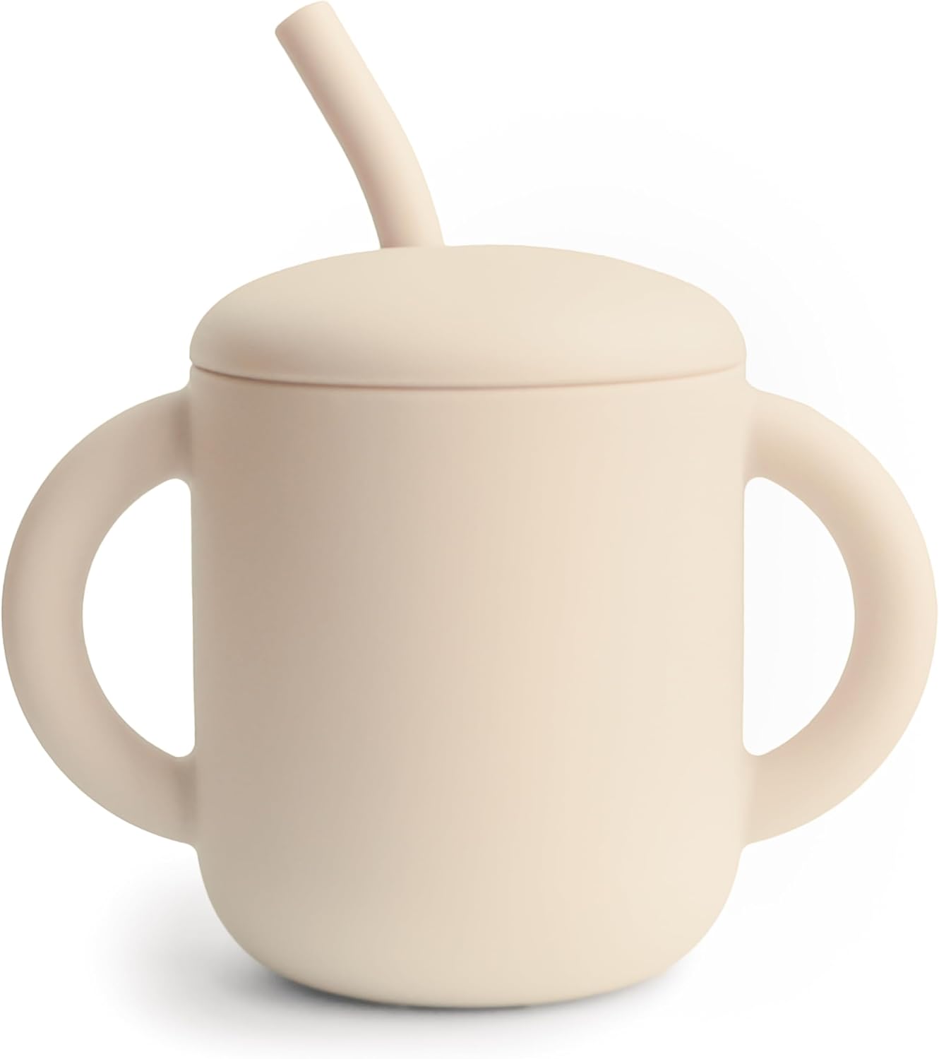 Mushie Copo de Treinamento em Silicone com Canudo | Copo de Transição para Bebês a partir de 6 Meses | Capacidade: 175 mL | Tampa Removível | Material: Silicone de Grau Alimentício | Pode ser lavado na lava-louças e usado no micro-ondas