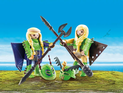PlayMOBIL 70042 Dragões Ruffnut e Tuffnut da DreamWorks com Traje de Voo, Diversão Imaginativa, Conjuntos Adequados para Crianças a Partir de 4 Anos