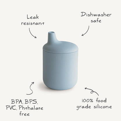 Mushie Copo de Silicone | Copo de Transição para Bebês a partir de 6 Meses | Capacidade: 175 mL | Tampa Removível | Material: Silicone de Grau Alimentício | Pode ser lavado na lava-louças e usado no micro-ondas (Rosa Claro)