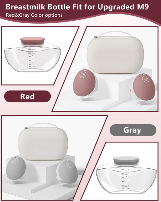 Momcozy M9 Kit de acessórios de reposição para bomba tira-leite , incluindo válvula, diafragma, flange de 24 mm e coletor (2 unidades - frasco vermelho).