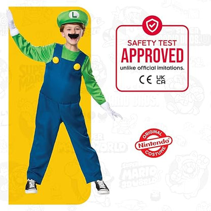 DISGUISE Disfraces oficiales de lujo de Super Mario Luigi para niños, disfraces de Halloween para niños disponibles en tallas S, M y L