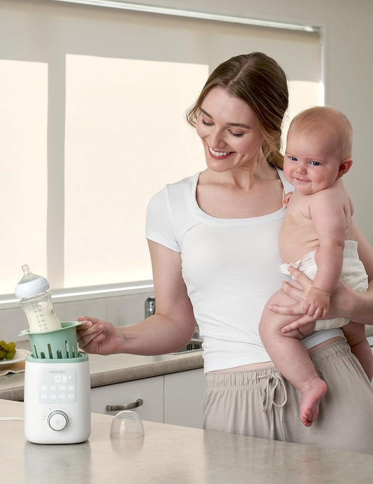 Momcozy Aquecedor de Mamadeiras para Leite Materno, Fórmula e Papinha, Aquecimento Rápido | Preservação Máxima de Nutrientes, Luz Noturna para Amamentação, Fácil de Usar com um Toque, Presente Essencial para Recém-nascidos e Mamães