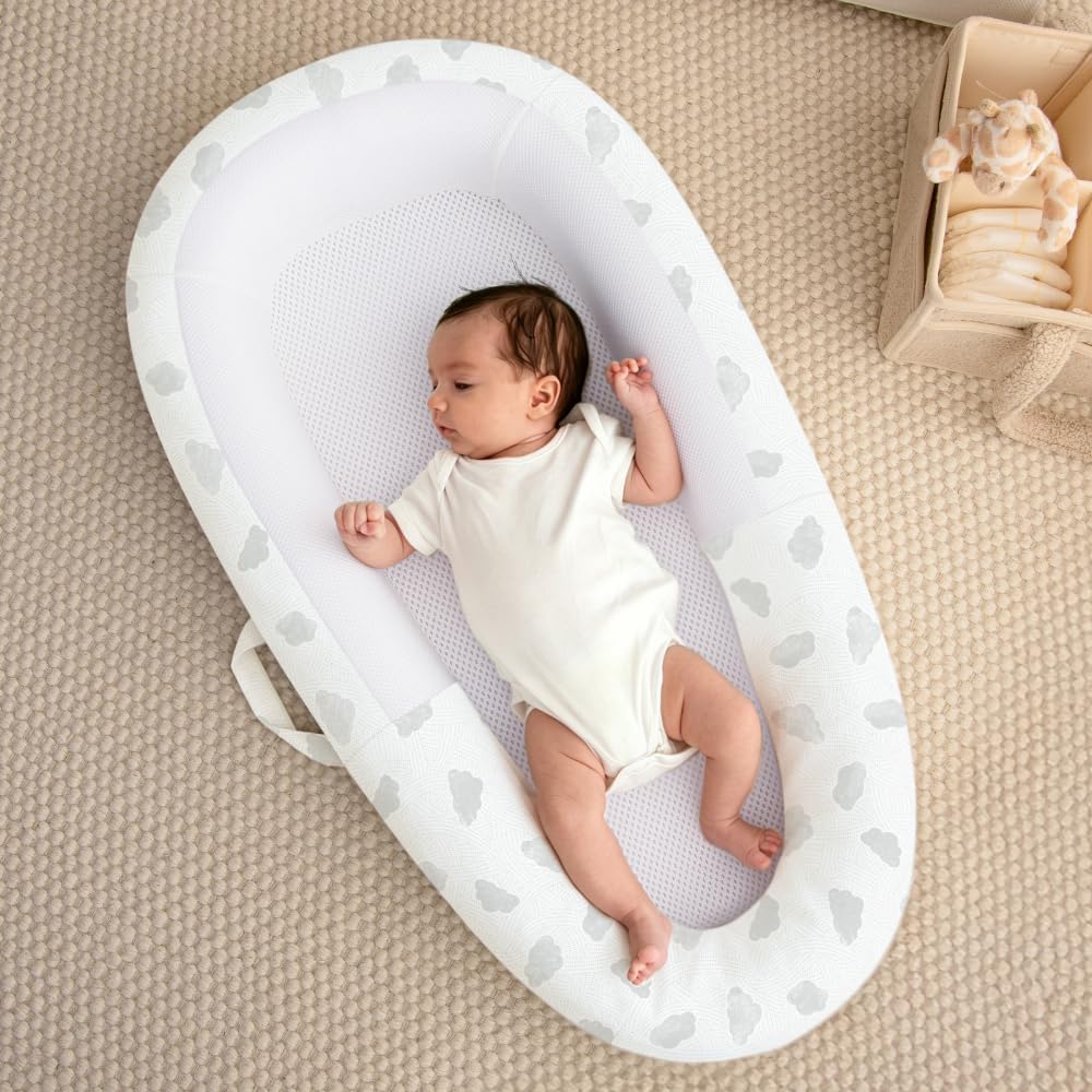 PurFlo Cama de bebê Sleep Tight | Seguro para dormir durante a noite | Alternativa de ninho de bebê totalmente respirável | Itens essenciais para recém-nascidos | Botanical de 0 a 8 m