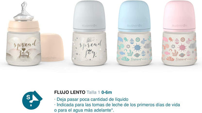 SUAVINEX 307108 Tetina Anatômica de Silicone, Fluxo Lento, para Bebês de 0 a 6 Meses, Rosa, 150 ml