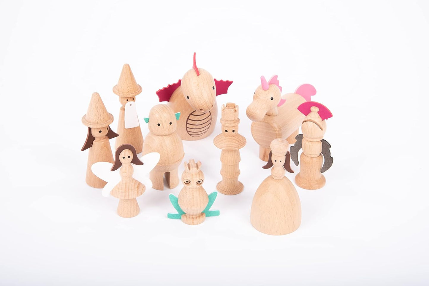 Conjunto de Figuras Encantadas de Madeira TickiT – 10 Personagens de Contos de Fadas para Brincadeiras Imaginativas, Miniaturas e Contação de Histórias, Marrom ou em Tons de Madeira