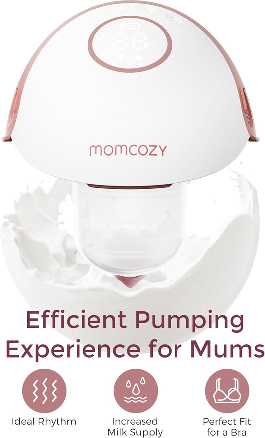 Bomba tira-leite Momcozy M6, estilo móvel, com viva-voz, bomba de amamentação vestível, ritmo ideal para mais leite, flange DoubleFit, mais adequada e discreta com 3 modos e 9 níveis, 24 mm (2 unidades, vermelho aconchegante)