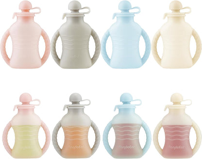 PandaEar 4 Pack Reusable Silicone Baby Food Pouches, Washable Freezer Squeezable Pouch for Toddler Kids, BPA-Free Silicone Refillable Baby Food Storage, 4oz