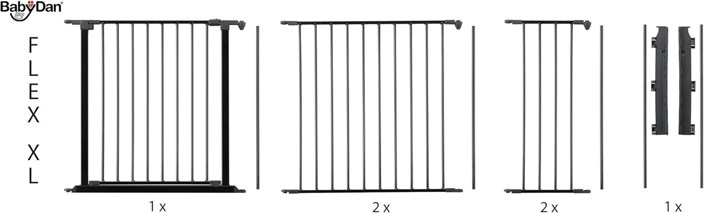 BabyDan Panel de extensión de 33 cm para puerta de seguridad y separador de ambientes BabyDan FLEX, negro