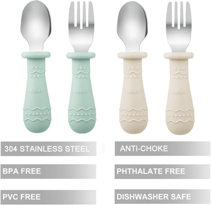 PandaEar Conjunto de 2 Pratos com Ventosa para Bebê , com Colheres e Garfos de Aço Inoxidável, Pratos de Silicone para Crianças, Prato Dividido Inquebrável com Ventosa, Antiderrapante, Livre de BPA