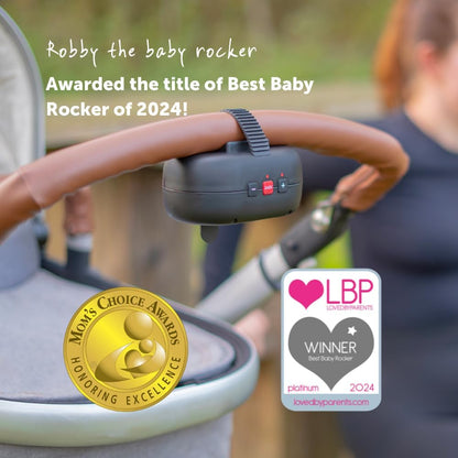 ZAZU Robby Baby Rocker - Cadeira de balanço automática para carrinho de bebê, força ajustável, temporizador de 40 minutos, sensor de choro, bateria de longa duração, resistente à água, ajuste universal