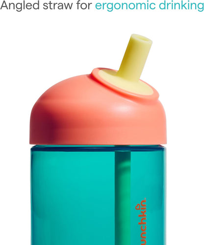 Munchkin Kit com 2 Copos : Copo com Canudo Perfect Angle e Copo Miracle | 296 ml | Verde-azulado
