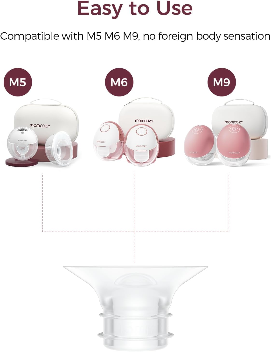 Momcozy Inserção de flange de 15 mm compatível com acessórios de substituição da bomba tira leite Momcozy M5/M6/M9, 4 unidades (15 mm)
