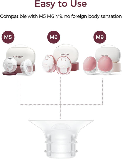Momcozy Inserção de flange de 15 mm compatível com acessórios de substituição da bomba tira leite Momcozy M5/M6/M9, 4 unidades (15 mm)
