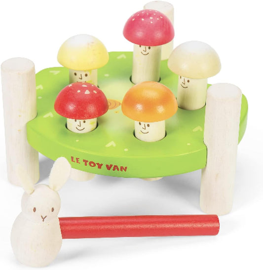 Le Toy Van - Juego educativo de madera Petilou Mr Mushroom Hammer | Adecuado para niños pequeños: niños o niñas a partir de 1 año.